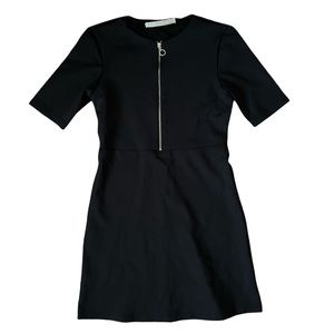 Zara Trafaluc Black Stretchy Zip Front Mini Dress Size XS